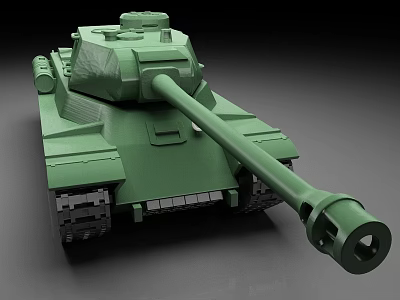 Sturdy Detailed 3D Printed Green Tank Model With Long Barrel And Tracks 3d model