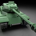 Sturdy Detailed 3D Printed Green Tank Model With Long Barrel And Tracks