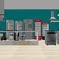 Intelligent Kitchen Machines Featuring Smart Refrigerator Oven Range Hood And Coffee Maker 3d model