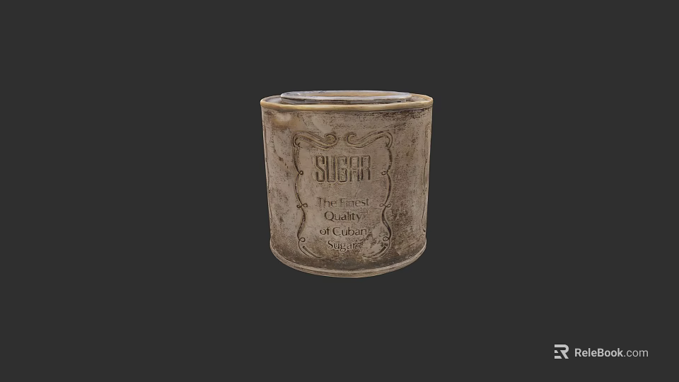 Vintage Metal Sugar Container With Finest Quality Label And Classic Design 3d model 