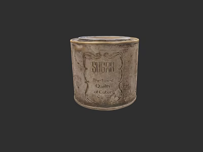 Vintage Metal Sugar Container With Finest Quality Label And Classic Design 3d model