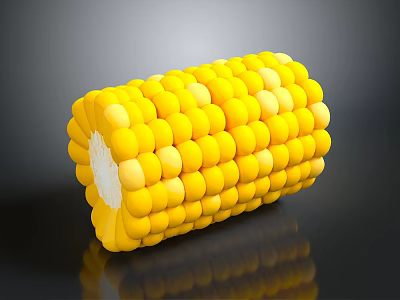 Fresh Yellow Corn with Plump Juicy Kernels and Shiny Texture 3d model