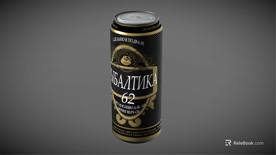 Black And Gold Shaplikа 62 Direct Beer Can With First Release Label Design 3d model 