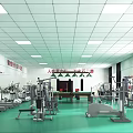 Large Indoor Fully Equipped Fitness Gym Featuring Various Workout Equipment