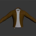 Stylish Brown Leather Jacket With White T-Shirt Long Sleeves And Collared Design