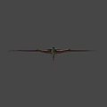 Dark Colored 3D Pterosaur Model With Spread Wings And Shadow