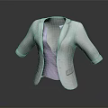 Stylish White Short Sleeve Blazer With Purple Inner Top Casual Formal Outfit