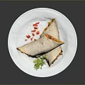 Burritos Stuffed With Vegetables And Meat On White Plate Garnished With Red Chili Flakes Parsley