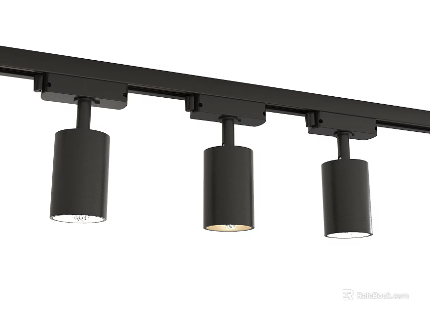 Black Track Mounted Downlights Spotlights Modern Design for Interior Lighting 3d model 