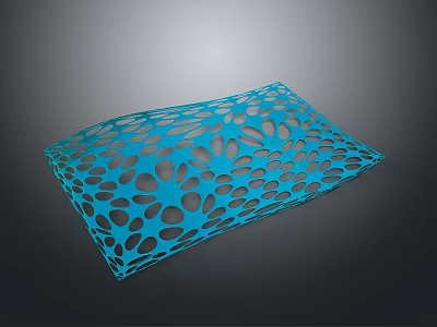 Blue Perforated Mat Featuring Irregular Hole Pattern And Modern Design Structure 3d model