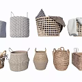 Woven Storage Baskets in Assorted Designs for Decorative and Practical Home Organization 3d model