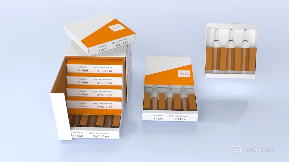 Medical Devices Packaging Boxes For Ampoules With Various Dosages Specifications 3d model 