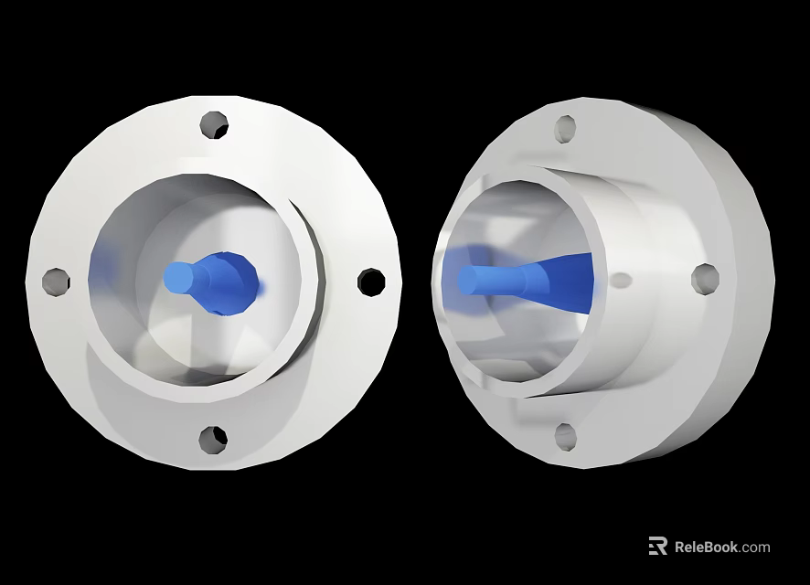White Circular Hardware Components With Blue Center And Mounting Holes For Industrial Use 3d model 