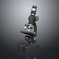 Black Metal Laboratory Microscope With Adjustable Knobs And Optical Lens For Home Science 3d model