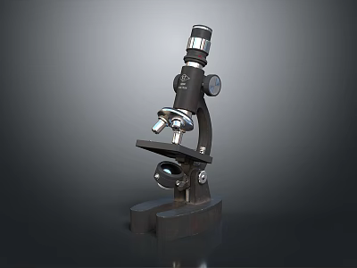 Black Metal Laboratory Microscope With Adjustable Knobs And Optical Lens For Home Science 3d model
