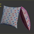 Decorative White Pillows With Red And Blue Leaf Patterns For Home Furniture