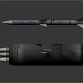 Military Weapon Display with Rocket and Metal Shell Featuring Pointed Tip and Multiple Holes 3d model