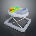Baby Walker With Green Control Panel Colorful Buttons And Gray Polka Dot Seat