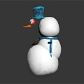 Cute Snowman With Blue Top Hat Blue Scarf Orange Nose And Stick Arms