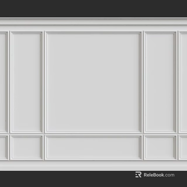 Decorative Wall Components With White Framed Panel Design For Modern Interior 3d model