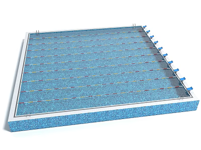 Professional Swimming Pool Sports Equipment With Lane Lines And Starting Blocks 3d model