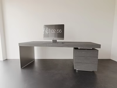 desk solid wood table 3d model