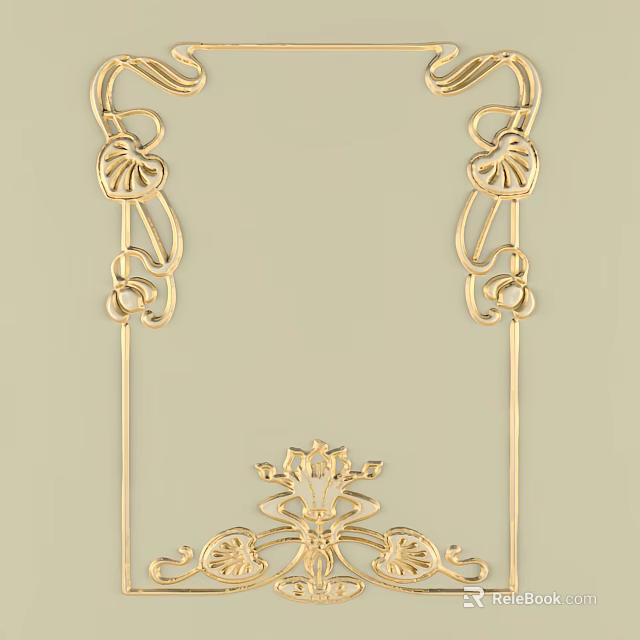 Ornate Golden Decorative Lines With Intricate Floral Patterns And Classic Design 3d model 