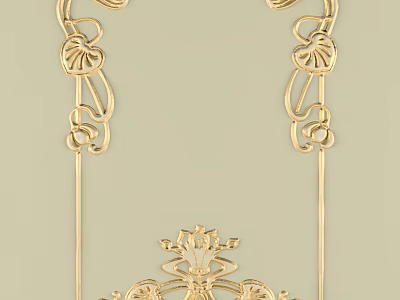 Ornate Golden Decorative Lines With Intricate Floral Patterns And Classic Design 3d model