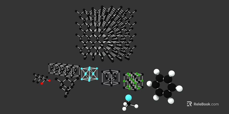 Various 3D Molecular Structure Models Including Benzene Rings Cubes And Other Chemical Structures 3d model 