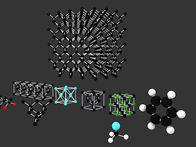 Various 3D Molecular Structure Models Including Benzene Rings Cubes And Other Chemical Structures 3d model