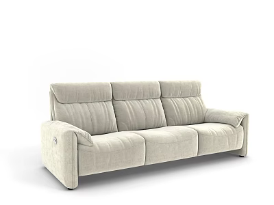 Beige Three Seater Sofa With Modern Fabric Upholstery And Comfortable Cushions 3d model