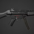 Classic Submachine Gun With Black Metal Body Detailed Barrel And Magazine