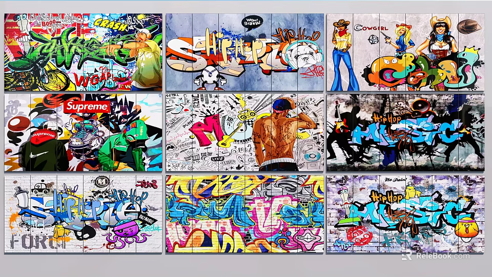 Street Art Graffiti Background Wall With Vibrant Colors Creative Patterns And Urban Designs 3d model 