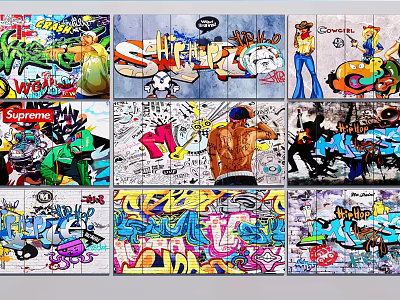 Street Art Graffiti Background Wall With Vibrant Colors Creative Patterns And Urban Designs 3d model