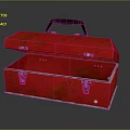 Red Open Metal Household Toolbox With Black Handle And Storage Space