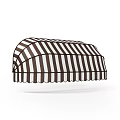 Brown And White Striped Awning With Scalloped Edge Design For Outdoor Spaces