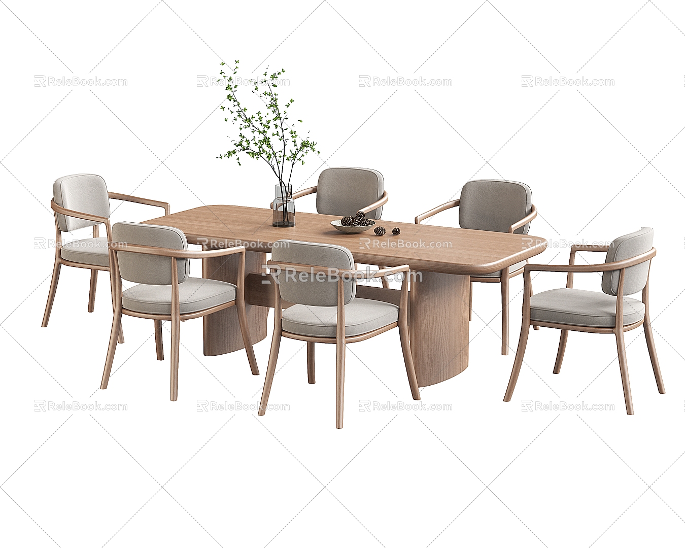 Modern Dining Table and Chair Combination Dining Chair 3d model