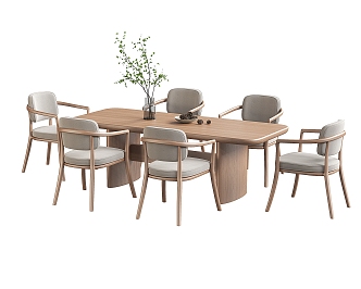 Modern Dining Table and Chair Combination Dining Chair 3d model