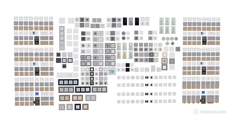 Modern Switch Panels with Various Designs Colors and Style Options 3d model