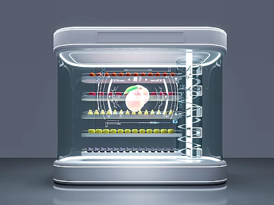 Transparent Commercial Display Equipment With Layered Shelves And Illuminated Interior 3d model