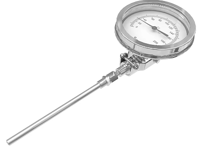 Stainless Steel Industrial Thermometer With Dial Display And Long Probe For Temperature Measurement 3d model