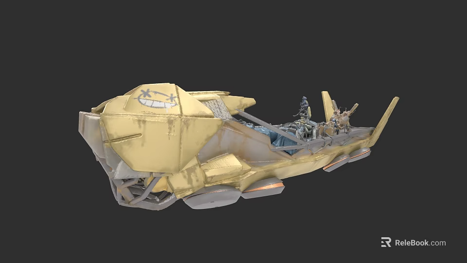 Futuristic Yellow Car with Sleek Design Open Cockpit and Exposed Mechanical Parts 3d model 