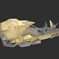 Futuristic Yellow Car with Sleek Design Open Cockpit and Exposed Mechanical Parts