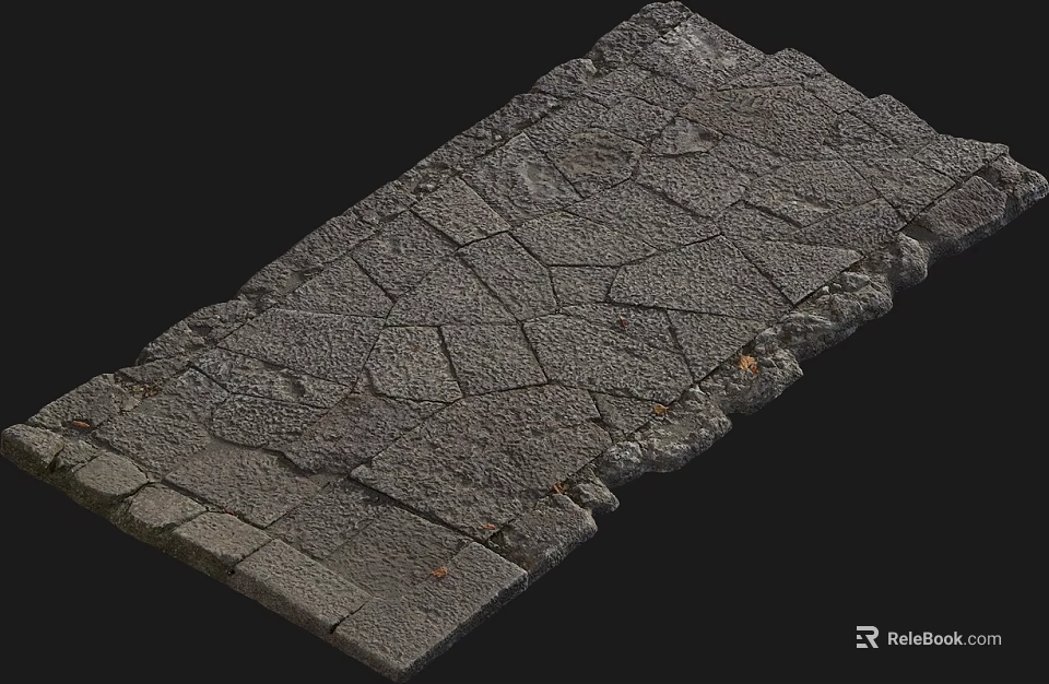 Gray Stone Pavement Featuring Irregular Cracks Interlocking Joints and Rough Texture for Outdoor Applications 3d model 