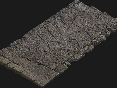 Gray Stone Pavement Featuring Irregular Cracks Interlocking Joints and Rough Texture for Outdoor Applications 3d model