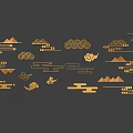 Golden Traditional Chinese Hanging Decorations With Cloud Patterns And Mountain Shapes
