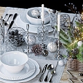 Modern Tableware Combination Christmas Tree Spruce Nobliss Branch 3d model