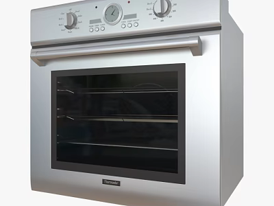 Stainless Steel Kitchen Oven With Digital Display Control Knobs Glass Door And Interior Racks 3d model