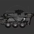 Futuristic Armored Utility Vehicle With Complex Mechanical Structure And Multiple Wheels 3d model