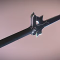 Intricate Design Sword With Black Hilt Silver Guard And Slender Blade